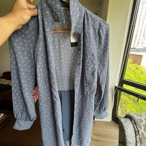 Abercrombie & Fitch Long Sleeve Blue Patterned Dress